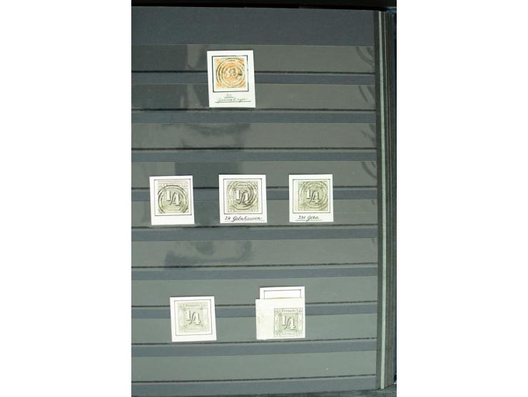 1854/66, schöne, vorwiegend gestempelte Sammlung mit besseren Werten, verschiedene Nummernstempel und Briefen, meist gute Erh