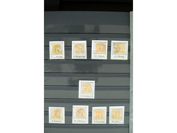 1854/66, schöne, vorwiegend gestempelte Sammlung mit besseren Werten, verschiedene Nummernstempel und Briefen, meist gute Erh