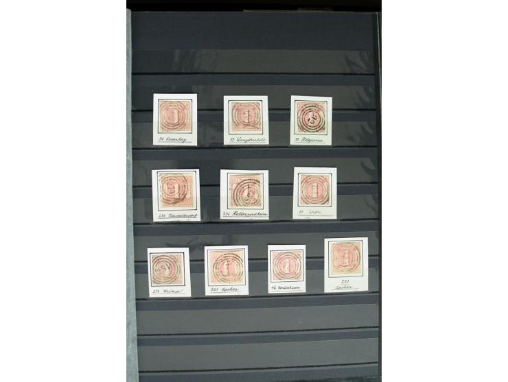 1854/66, schöne, vorwiegend gestempelte Sammlung mit besseren Werten, verschiedene Nummernstempel und Briefen, meist gute Erh