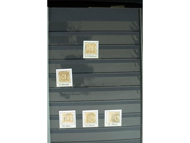 1854/66, schöne, vorwiegend gestempelte Sammlung mit besseren Werten, verschiedene Nummernstempel und Briefen, meist gute Erh