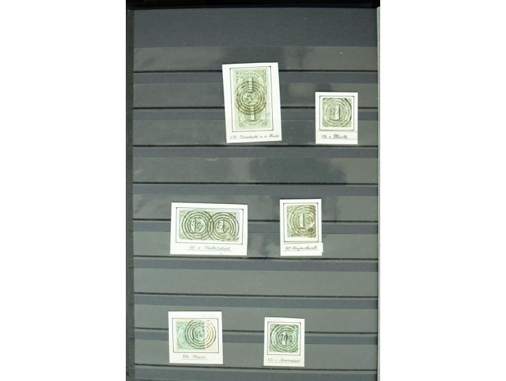 1854/66, schöne, vorwiegend gestempelte Sammlung mit besseren Werten, verschiedene Nummernstempel und Briefen, meist gute Erh