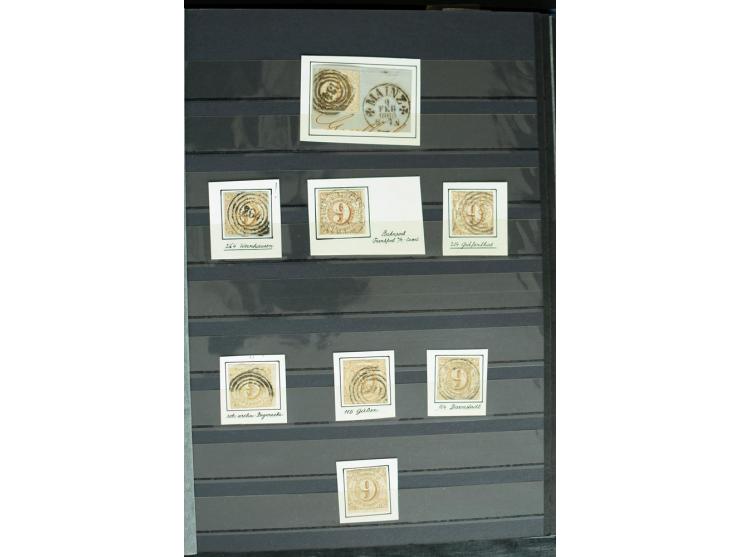 1854/66, schöne, vorwiegend gestempelte Sammlung mit besseren Werten, verschiedene Nummernstempel und Briefen, meist gute Erh