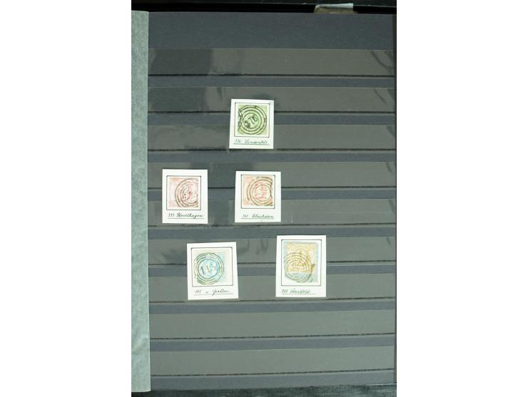 1854/66, schöne, vorwiegend gestempelte Sammlung mit besseren Werten, verschiedene Nummernstempel und Briefen, meist gute Erh