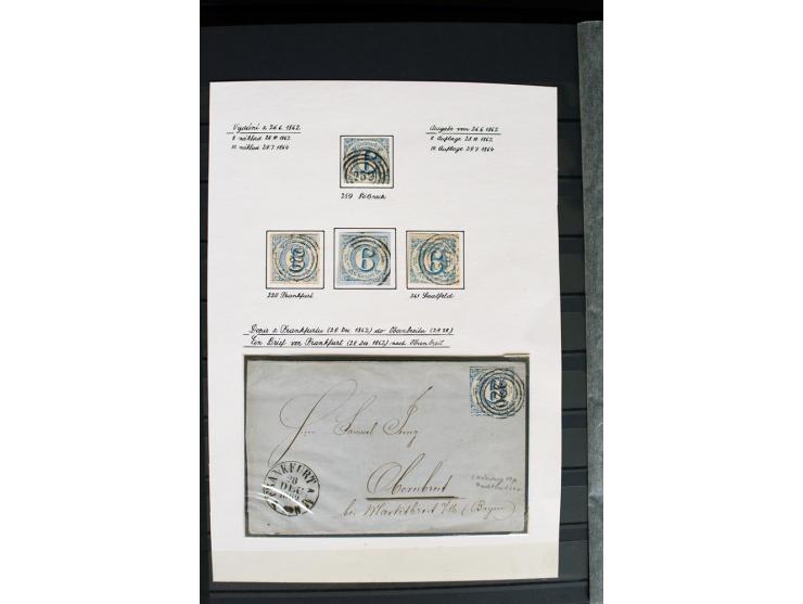 1854/66, schöne, vorwiegend gestempelte Sammlung mit besseren Werten, verschiedene Nummernstempel und Briefen, meist gute Erh