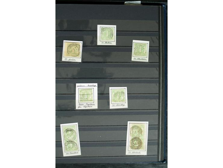 1854/66, schöne, vorwiegend gestempelte Sammlung mit besseren Werten, verschiedene Nummernstempel und Briefen, meist gute Erh