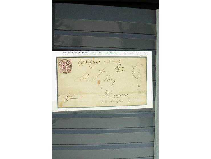 1854/66, schöne, vorwiegend gestempelte Sammlung mit besseren Werten, verschiedene Nummernstempel und Briefen, meist gute Erh