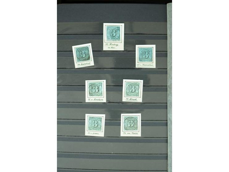 1854/66, schöne, vorwiegend gestempelte Sammlung mit besseren Werten, verschiedene Nummernstempel und Briefen, meist gute Erh