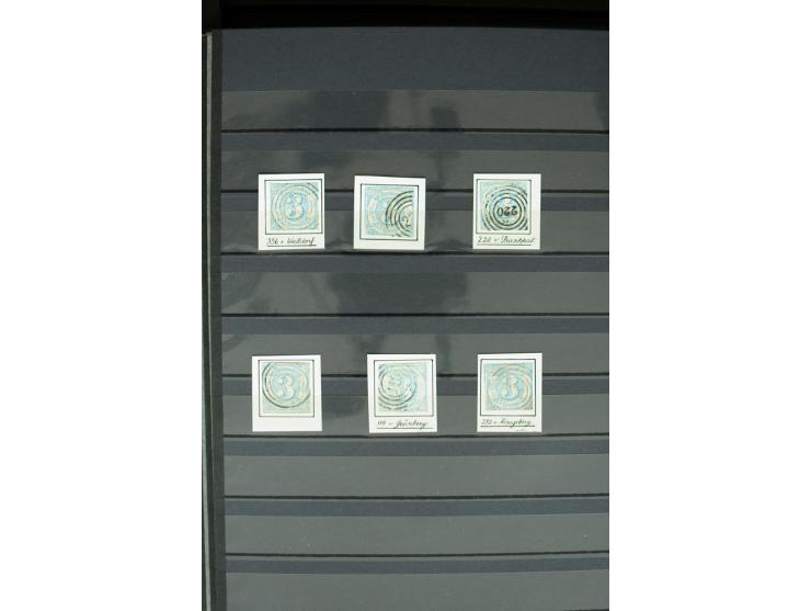 1854/66, schöne, vorwiegend gestempelte Sammlung mit besseren Werten, verschiedene Nummernstempel und Briefen, meist gute Erh