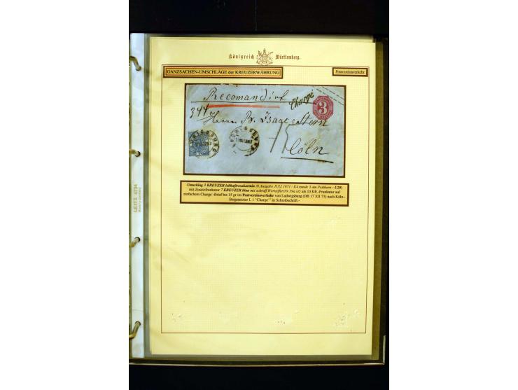 1862/74, Ganzsachen der Kreuzerzeit, aufgezugene Sammlung mit über 60 Belegen, meist mit Zufrankaturen, dabei 3 Einschreiben 