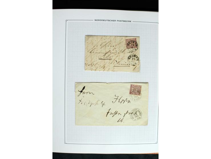 1868/70, Briefe-Sammlung der durchstochenen Ausgabe mit 84 Briefen und 2 Vorderseiten, nach Wertstufen als EF, MeF und MiF ge