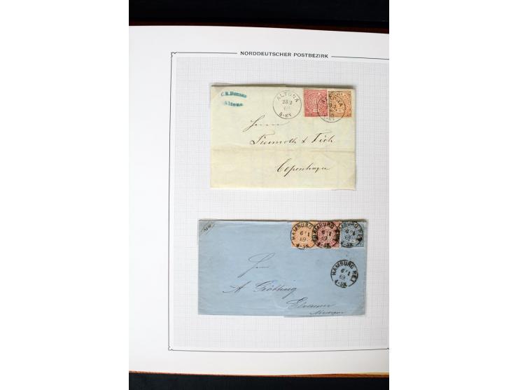 1868/70, Briefe-Sammlung der durchstochenen Ausgabe mit 84 Briefen und 2 Vorderseiten, nach Wertstufen als EF, MeF und MiF ge