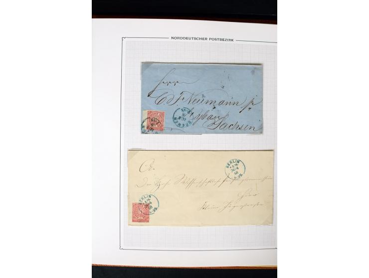 1868/70, Briefe-Sammlung der durchstochenen Ausgabe mit 84 Briefen und 2 Vorderseiten, nach Wertstufen als EF, MeF und MiF ge