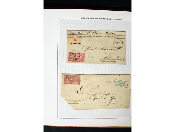 1868/70, Briefe-Sammlung der durchstochenen Ausgabe mit 84 Briefen und 2 Vorderseiten, nach Wertstufen als EF, MeF und MiF ge