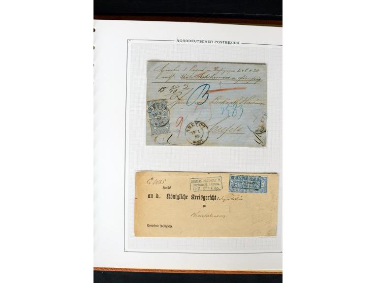 1868/70, Briefe-Sammlung der durchstochenen Ausgabe mit 84 Briefen und 2 Vorderseiten, nach Wertstufen als EF, MeF und MiF ge