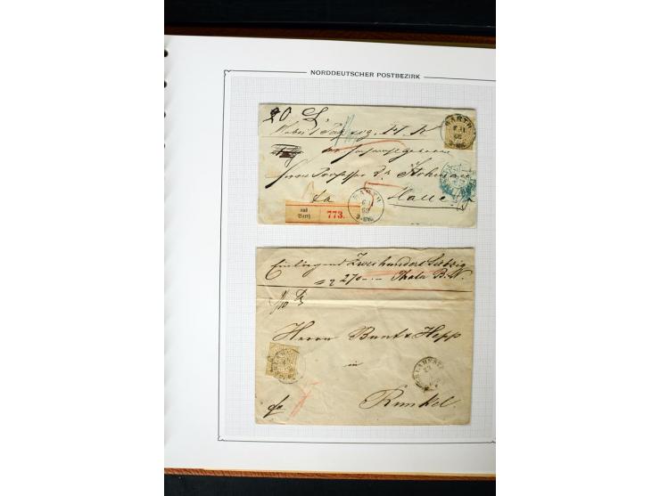 1868/70, Briefe-Sammlung der durchstochenen Ausgabe mit 84 Briefen und 2 Vorderseiten, nach Wertstufen als EF, MeF und MiF ge