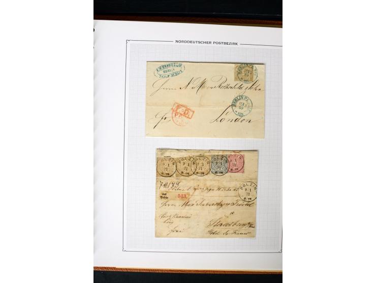 1868/70, Briefe-Sammlung der durchstochenen Ausgabe mit 84 Briefen und 2 Vorderseiten, nach Wertstufen als EF, MeF und MiF ge
