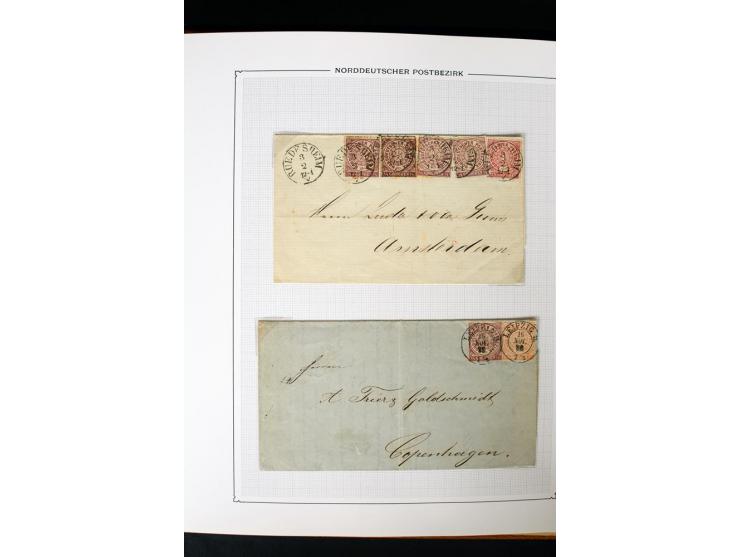 1868/70, Briefe-Sammlung der durchstochenen Ausgabe mit 84 Briefen und 2 Vorderseiten, nach Wertstufen als EF, MeF und MiF ge