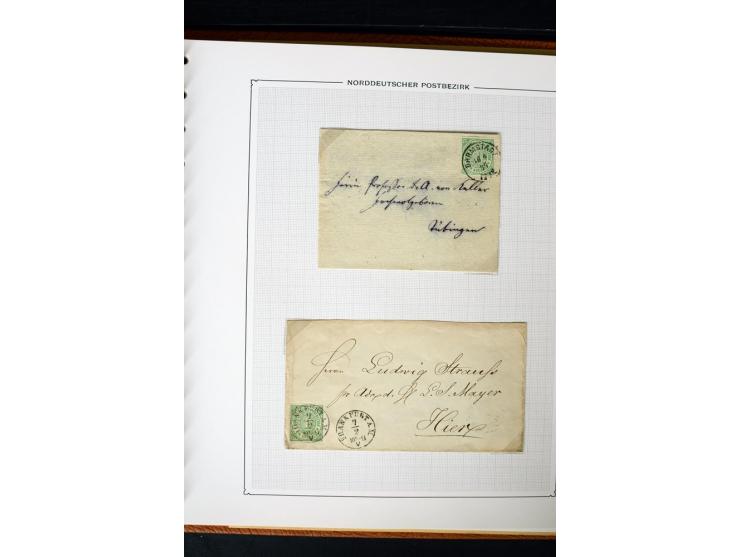 1868/70, Briefe-Sammlung der durchstochenen Ausgabe mit 84 Briefen und 2 Vorderseiten, nach Wertstufen als EF, MeF und MiF ge