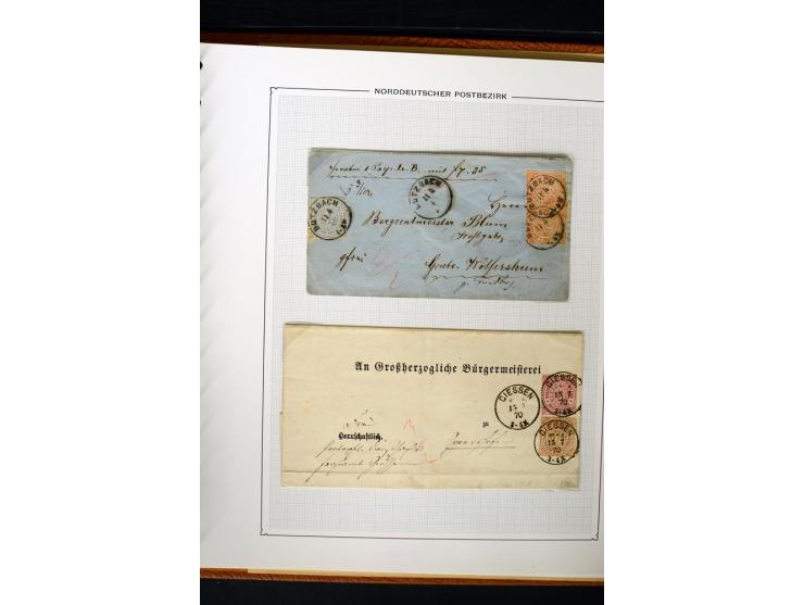 1868/70, Briefe-Sammlung der durchstochenen Ausgabe mit 84 Briefen und 2 Vorderseiten, nach Wertstufen als EF, MeF und MiF ge