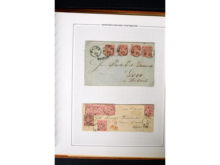 1868/70, Briefe-Sammlung der durchstochenen Ausgabe mit 84 Briefen und 2 Vorderseiten, nach Wertstufen als EF, MeF und MiF ge