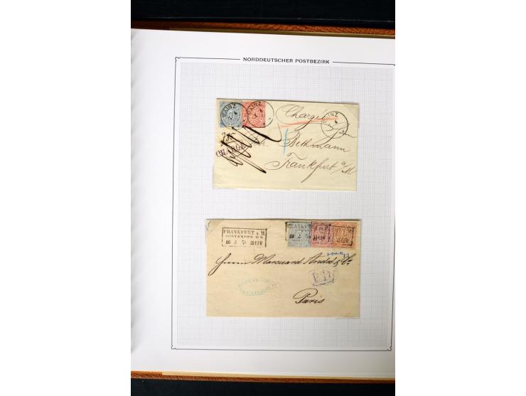 1868/70, Briefe-Sammlung der durchstochenen Ausgabe mit 84 Briefen und 2 Vorderseiten, nach Wertstufen als EF, MeF und MiF ge