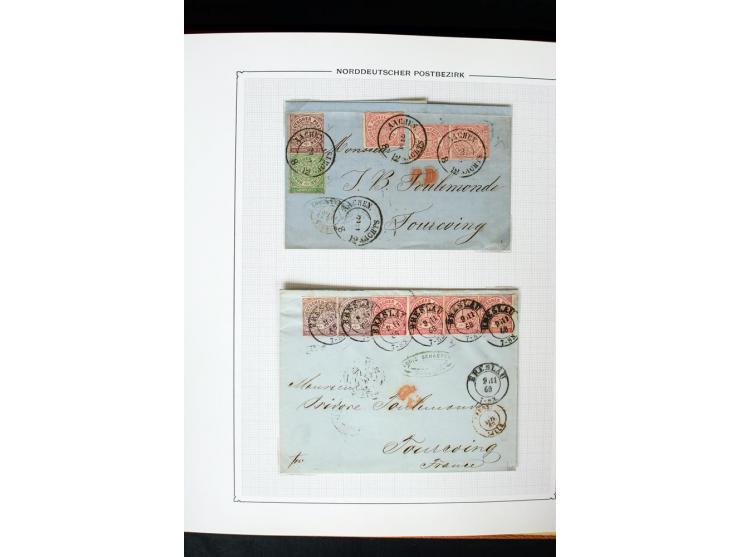 1868/70, Briefe-Sammlung der durchstochenen Ausgabe mit 84 Briefen und 2 Vorderseiten, nach Wertstufen als EF, MeF und MiF ge