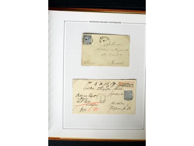 1868/70, Briefe-Sammlung der durchstochenen Ausgabe mit 84 Briefen und 2 Vorderseiten, nach Wertstufen als EF, MeF und MiF ge