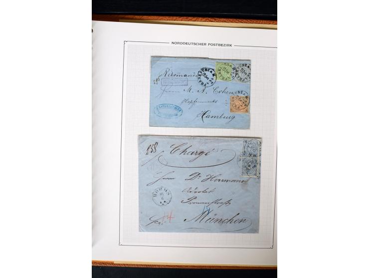 1868/70, Briefe-Sammlung der durchstochenen Ausgabe mit 84 Briefen und 2 Vorderseiten, nach Wertstufen als EF, MeF und MiF ge
