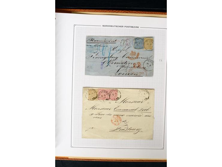 1868/70, Briefe-Sammlung der durchstochenen Ausgabe mit 84 Briefen und 2 Vorderseiten, nach Wertstufen als EF, MeF und MiF ge