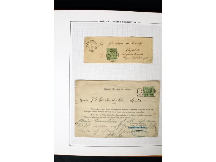 1868/70, Briefe-Sammlung der durchstochenen Ausgabe mit 84 Briefen und 2 Vorderseiten, nach Wertstufen als EF, MeF und MiF ge