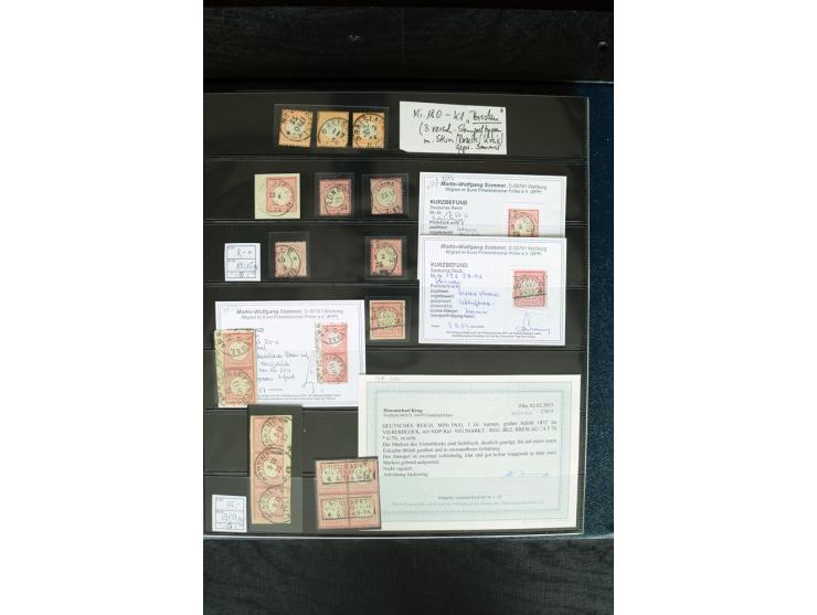 1872/75, Brustschild-Spezialsammlung mit ca. 165 Einzelmarken/Briefstücken und ca. 40 Briefen/Karten, dabei Mi.-Nr. 24, 28, 2