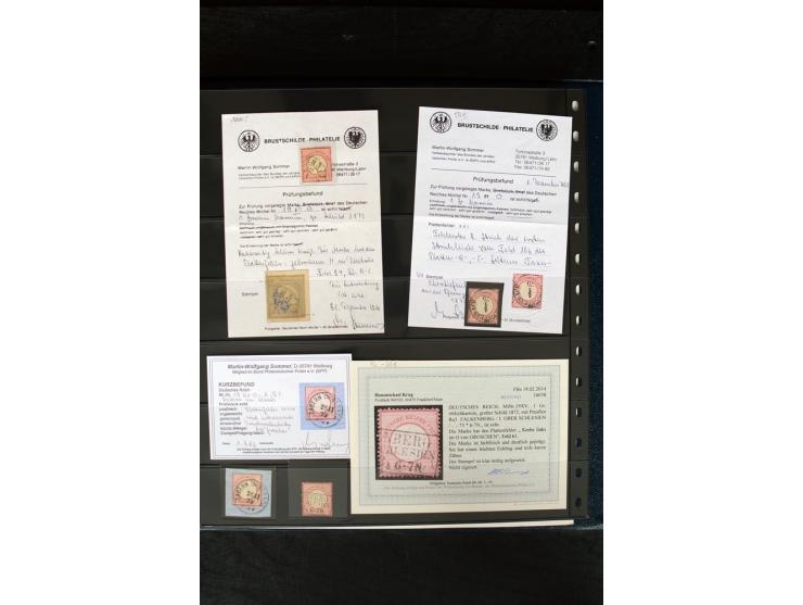 1872/75, Brustschild-Spezialsammlung mit ca. 165 Einzelmarken/Briefstücken und ca. 40 Briefen/Karten, dabei Mi.-Nr. 24, 28, 2