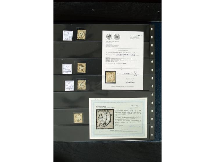 1872/75, Brustschild-Spezialsammlung mit ca. 165 Einzelmarken/Briefstücken und ca. 40 Briefen/Karten, dabei Mi.-Nr. 24, 28, 2