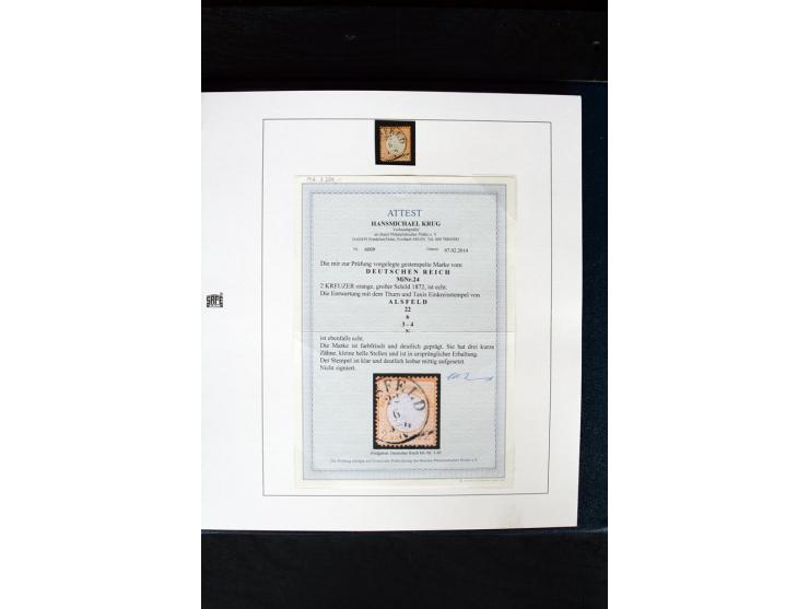 1872/75, Brustschild-Spezialsammlung mit ca. 165 Einzelmarken/Briefstücken und ca. 40 Briefen/Karten, dabei Mi.-Nr. 24, 28, 2