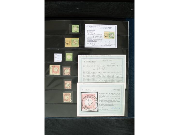 1872/75, Brustschild-Spezialsammlung mit ca. 165 Einzelmarken/Briefstücken und ca. 40 Briefen/Karten, dabei Mi.-Nr. 24, 28, 2