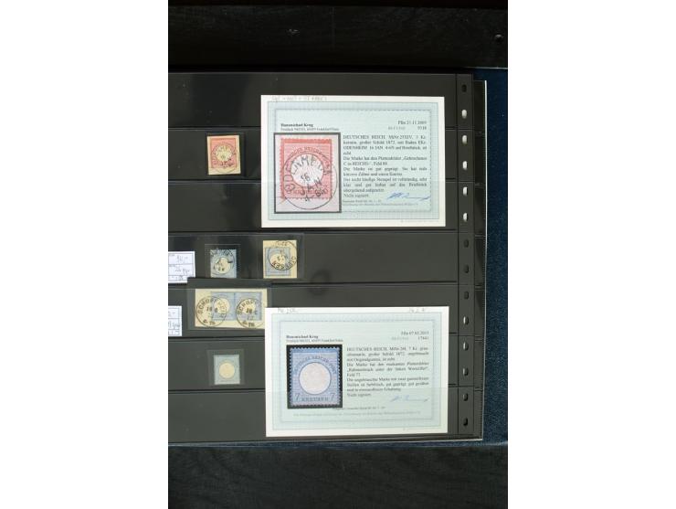 1872/75, Brustschild-Spezialsammlung mit ca. 165 Einzelmarken/Briefstücken und ca. 40 Briefen/Karten, dabei Mi.-Nr. 24, 28, 2