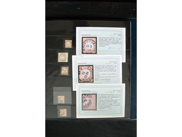 1872/75, Brustschild-Spezialsammlung mit ca. 165 Einzelmarken/Briefstücken und ca. 40 Briefen/Karten, dabei Mi.-Nr. 24, 28, 2