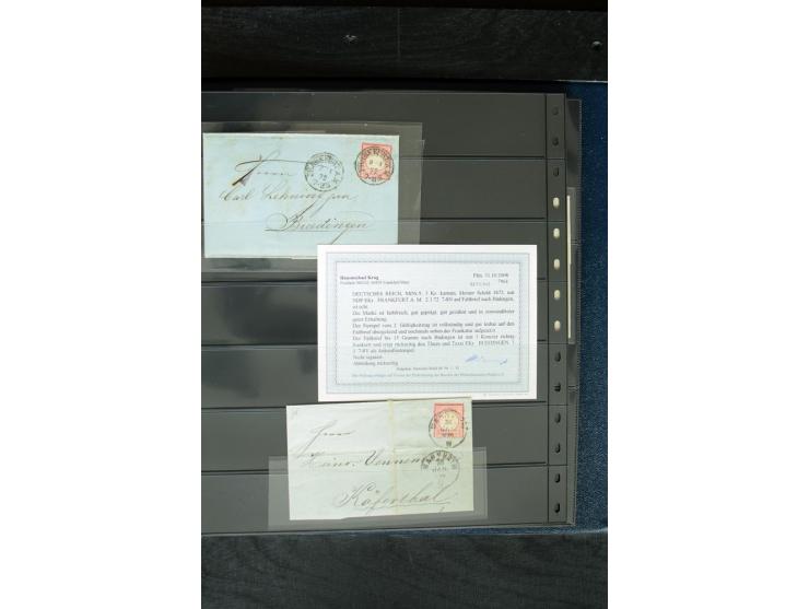 1872/75, Brustschild-Spezialsammlung mit ca. 165 Einzelmarken/Briefstücken und ca. 40 Briefen/Karten, dabei Mi.-Nr. 24, 28, 2
