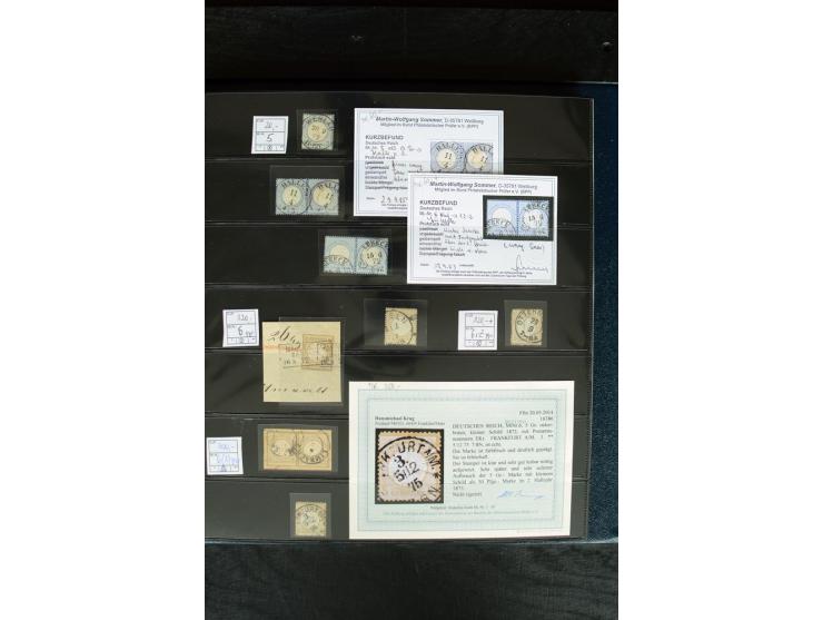 1872/75, Brustschild-Spezialsammlung mit ca. 165 Einzelmarken/Briefstücken und ca. 40 Briefen/Karten, dabei Mi.-Nr. 24, 28, 2