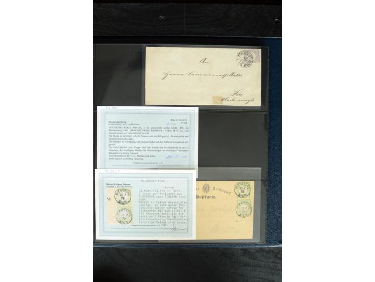 1872/75, Brustschild-Spezialsammlung mit ca. 165 Einzelmarken/Briefstücken und ca. 40 Briefen/Karten, dabei Mi.-Nr. 24, 28, 2