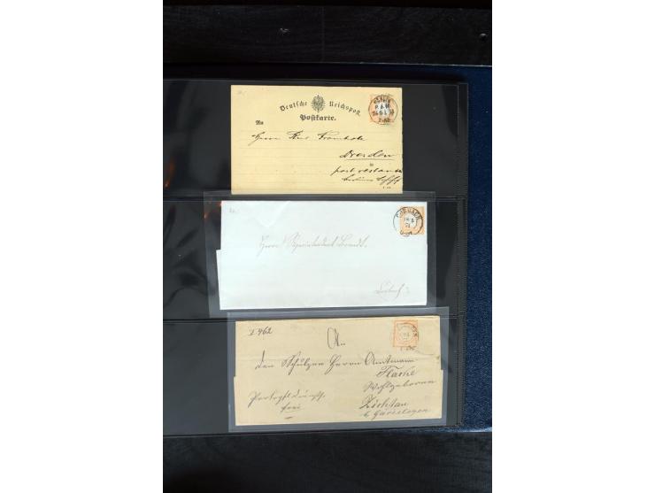1872/75, Brustschild-Spezialsammlung mit ca. 165 Einzelmarken/Briefstücken und ca. 40 Briefen/Karten, dabei Mi.-Nr. 24, 28, 2