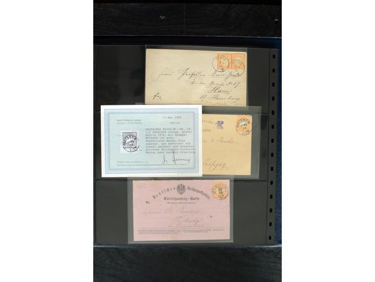 1872/75, Brustschild-Spezialsammlung mit ca. 165 Einzelmarken/Briefstücken und ca. 40 Briefen/Karten, dabei Mi.-Nr. 24, 28, 2