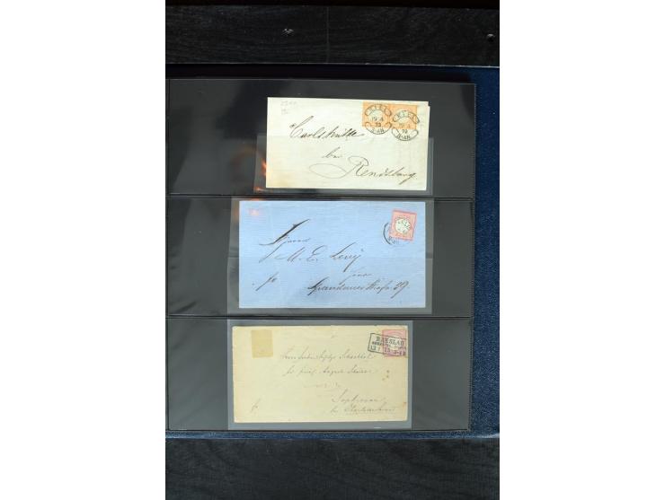 1872/75, Brustschild-Spezialsammlung mit ca. 165 Einzelmarken/Briefstücken und ca. 40 Briefen/Karten, dabei Mi.-Nr. 24, 28, 2