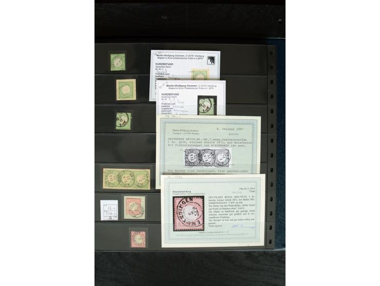 1872/75, Brustschild-Spezialsammlung mit ca. 165 Einzelmarken/Briefstücken und ca. 40 Briefen/Karten, dabei Mi.-Nr. 24, 28, 2