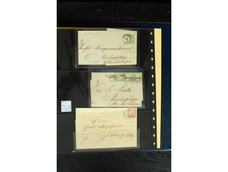 1872/75, Brustschild-Spezialsammlung mit ca. 165 Einzelmarken/Briefstücken und ca. 40 Briefen/Karten, dabei Mi.-Nr. 24, 28, 2