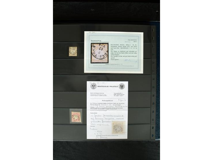 1872/75, Brustschild-Spezialsammlung mit ca. 165 Einzelmarken/Briefstücken und ca. 40 Briefen/Karten, dabei Mi.-Nr. 24, 28, 2