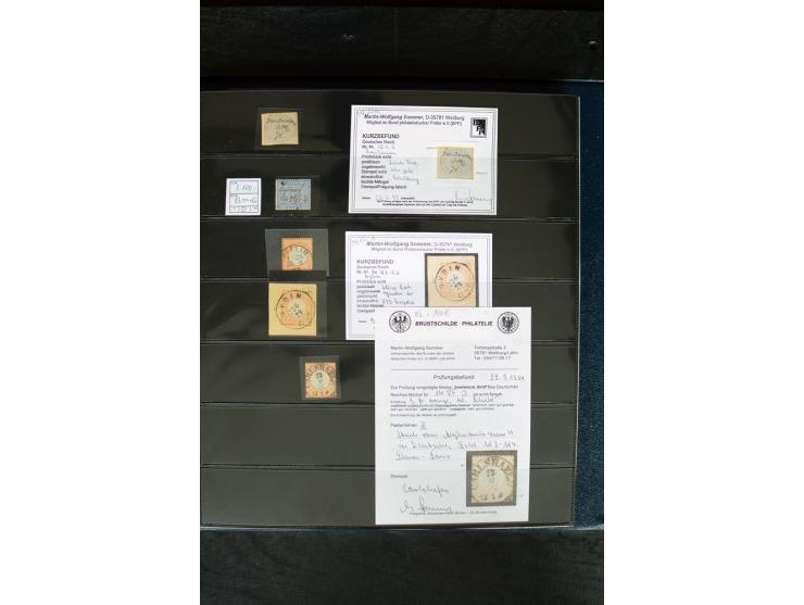 1872/75, Brustschild-Spezialsammlung mit ca. 165 Einzelmarken/Briefstücken und ca. 40 Briefen/Karten, dabei Mi.-Nr. 24, 28, 2