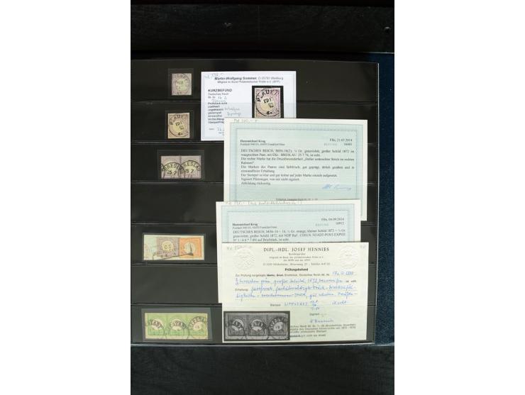 1872/75, Brustschild-Spezialsammlung mit ca. 165 Einzelmarken/Briefstücken und ca. 40 Briefen/Karten, dabei Mi.-Nr. 24, 28, 2