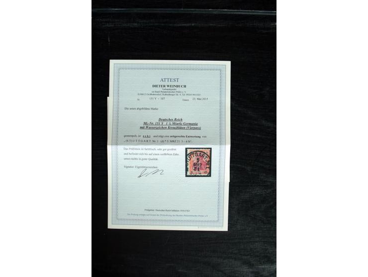 1872/1933, kleine Partie besserer Werte, dabei Mi.-Nr. 21c, 28 und 151Y gestempelt, je mit Befund/Fotoattest BPP sowie besser