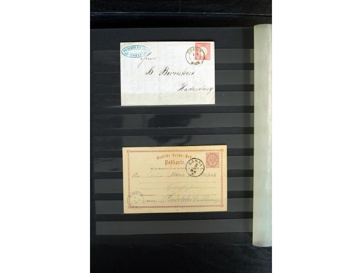 1872/75, Brustschilde-Sammlung, gestempelt mit einigen Briefen und Ganzsachen, dabei 1-12 kpl., 21a, b, c, 23a, b, (24 mit Fa
